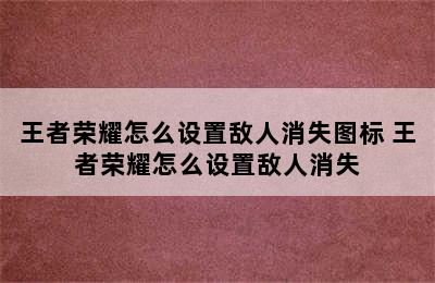 王者荣耀怎么设置敌人消失图标 王者荣耀怎么设置敌人消失